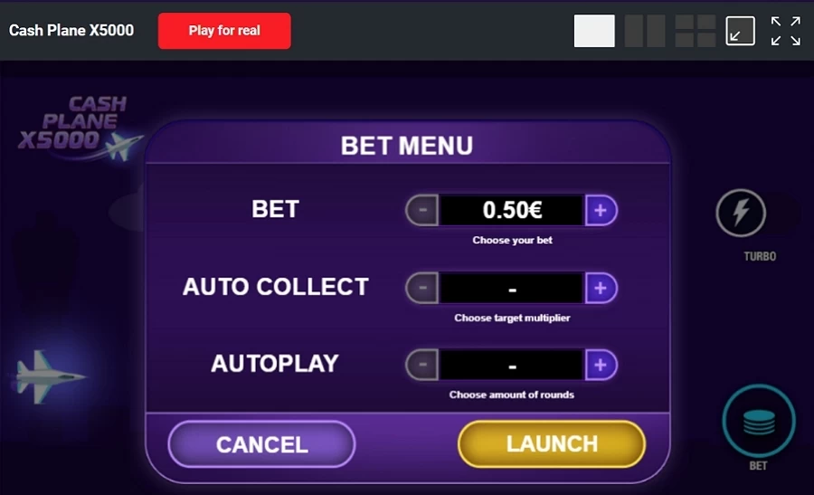 Captura de ecrã do Cash Plane X5000