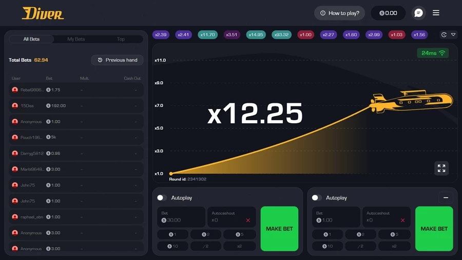 Captura de ecrã do mergulhador
