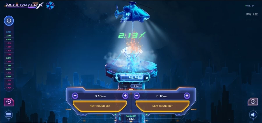 Captura de ecrã do Helicopter X