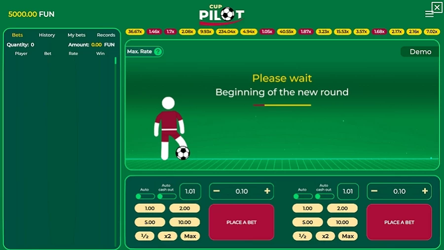 Captura de ecrã do Pilot Cup